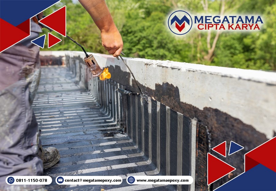 aplikasi waterproofing membrane bakar
